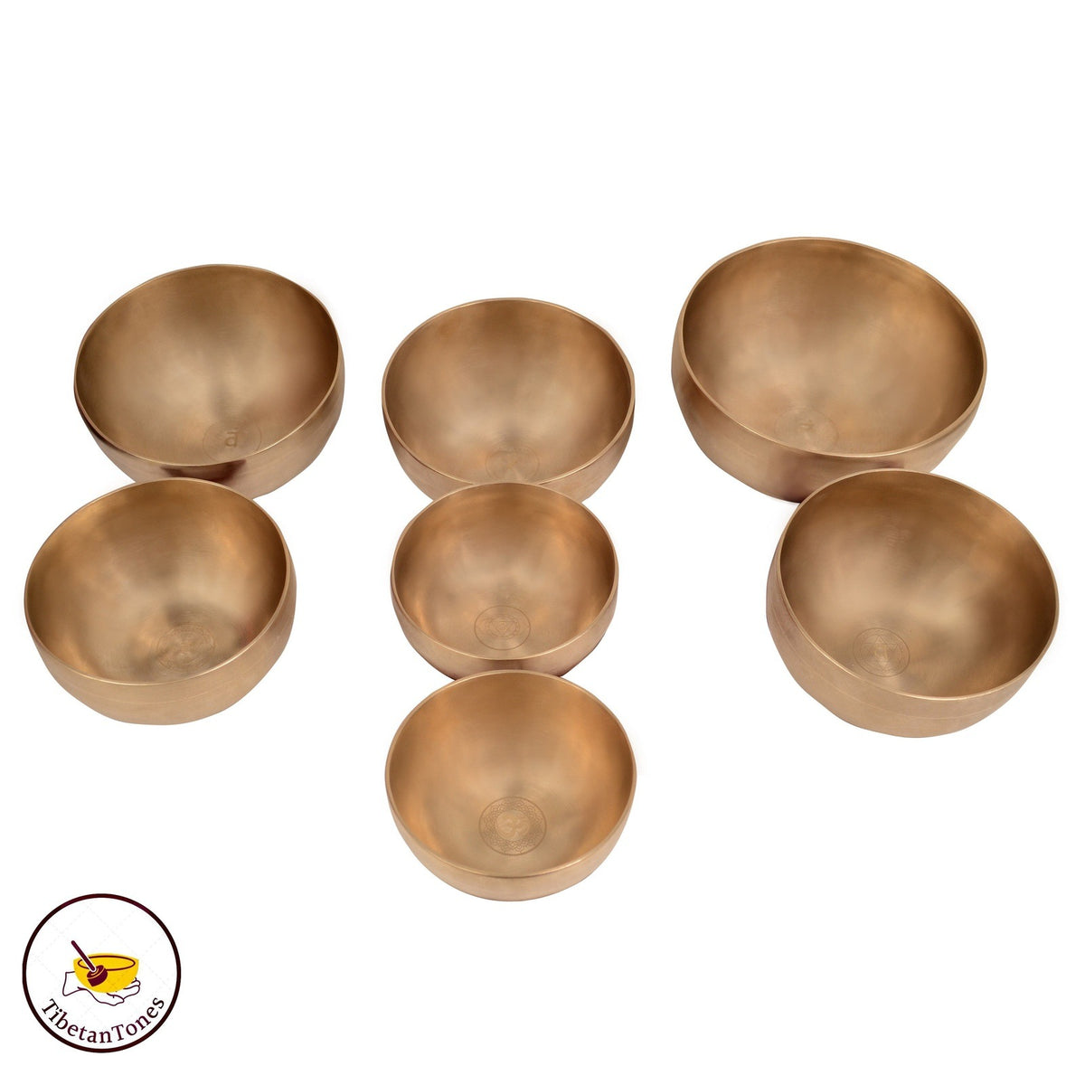 CHAKRA SET 7 pc pre tuned singing bowls by Tibetan Tones 10.176